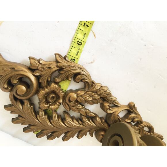 Vintage Burwood Hollywood Regency Mid Century Gold Wall Sconce Candle Holders - Picture 6 of 6